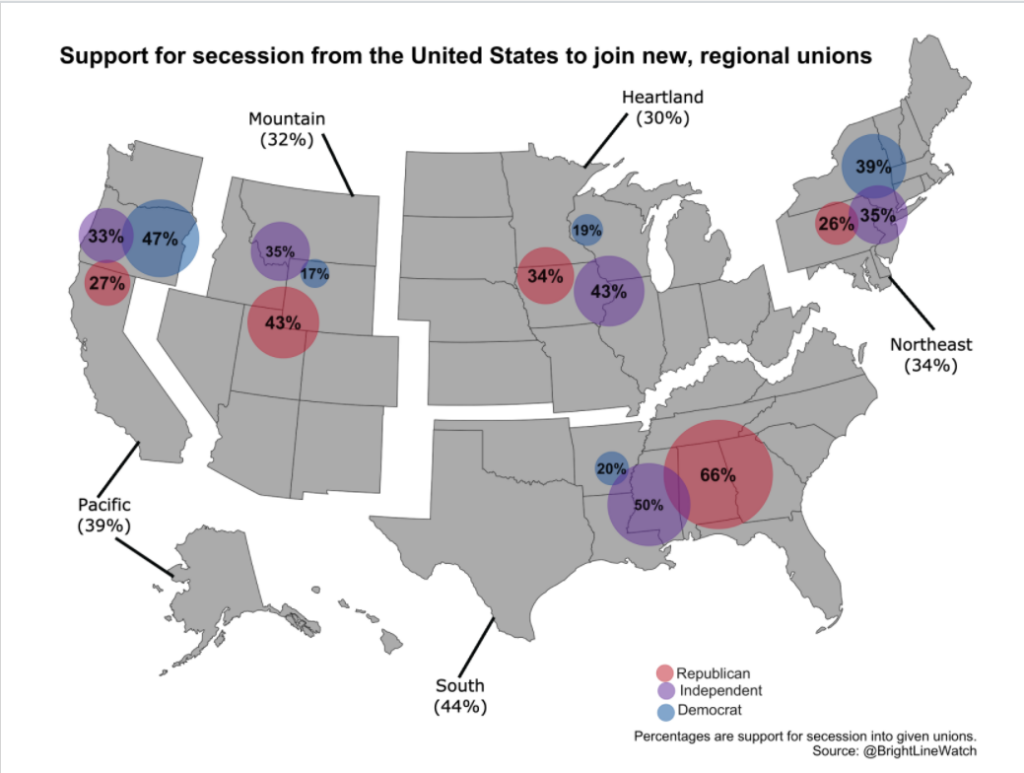 Bright Line Watch map of U.S. support for secession